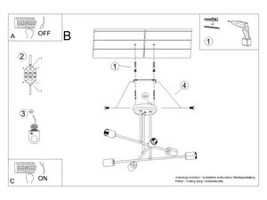 Miniaturka 5 - Instrukcja montażu plafonu sufitowego z sześcioma ramionami