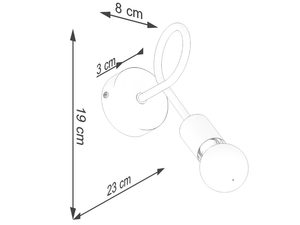 Miniaturka 4 - Rysunek wymiarowy kinkietu ściennego z pętlą dekoracyjną
