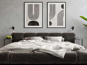 Miniaturka 7 - Plafon sufitowy czarny wieloramienny z żarówkami w nowoczesnej sypialni