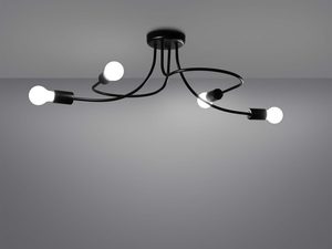 Miniaturka 3 - Sufitowa lampa czarna z czterema świecącymi żarówkami