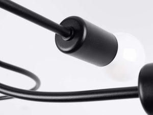 Miniaturka 4 - Metalowa oprawa lampy sufitowej czarnej z widoczną żarówką