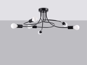 Miniaturka 1 - Lampa sufitowa czarna siedmiopunktowa w wizualizacji wnętrza