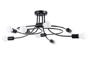 Miniaturka 6 - Lampa sufitowa czarna z spiralnymi ramionami i ośmioma żarówkami