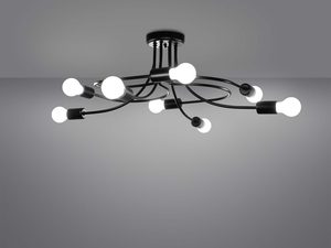 Miniaturka 2 - Industrialna lampa sufitowa spiralna czarna ze świecącymi żarówkami