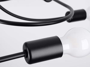 Miniaturka 3 - Detal czarnej oprawki E27 z żarówką mleczną lampy spiralnej