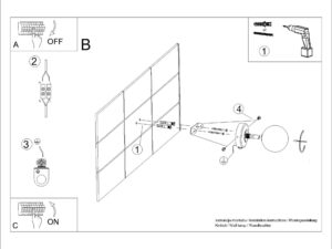 Miniaturka 6 - Instrukcja montażu białego kinkietu ze szklaną kulą