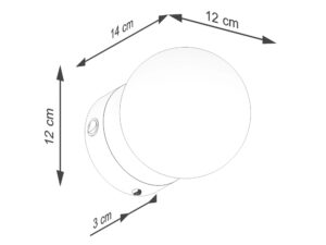 Miniaturka 6 - Rysunek techniczny kinkietu z wymiarami 12 na 14 centymetrów