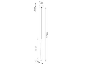 Miniaturka 9 - Schemat wymiarów lampy wiszącej czarnej jednopunktowej 8x118cm klosz 44cm