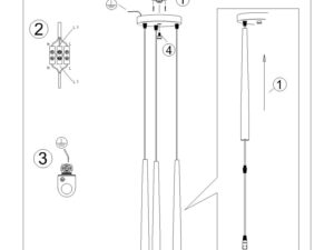 Miniaturka 10 - Instrukcja montażu lampy wiszącej czarnej trójpunktowej ze stożkowymi kloszami