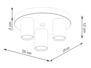 Miniaturka 6 - Rysunek techniczny plafonu trójpunktowego z wymiarami