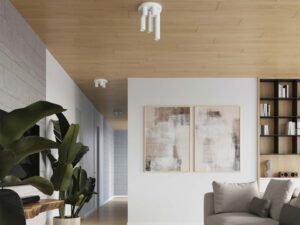 Miniaturka 8 - Biały plafon trójpunktowy w aranżacji nowoczesnego salonu