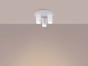 Miniaturka 2 - Trójpunktowy plafon biały z włączonymi żarówkami LED