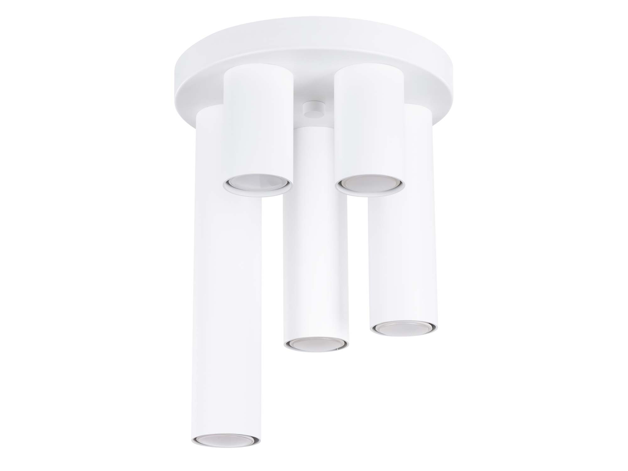 Plafon sufitowy biały z czterema długimi tubami cylindrycznymi Plafon sufitowy biały z czterema długimi tubami cylindrycznymi