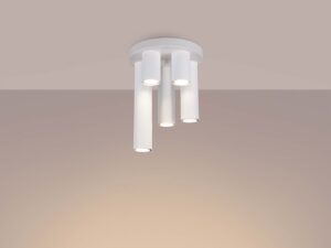 Miniaturka 2 - Czteropunktowy plafon biały z włączonymi żarówkami LED