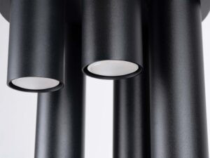 Miniaturka 6 - Plafon czarny czteropunktowy z cylindrycznymi kloszami metalowymi