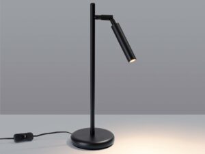 Miniaturka 2 - Lampa biurkowa LED czarna z włączonym światłem na szarym tle
