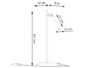 Miniaturka 7 - Rysunek techniczny lampy biurkowej z wymiarami w centymetrach