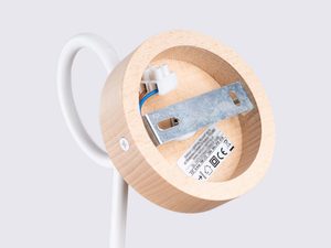 Miniaturka 3 - Tylna strona drewnianej podstawy kinkietu z uchwytem montażowym