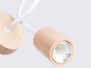 Miniaturka 4 - Detal oprawki drewnianej kinkietu z gwintem E27 na żarówkę