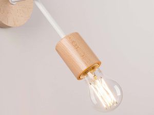 Miniaturka 6 - Bukowa oprawka kinkietu ze świecącą żarówką filamentową LED