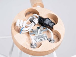 Miniaturka 3 - Drewniana podstawa lampy sufitowej z okablowaniem montażowym