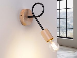 Miniaturka 3 - Lampa ścienna bukowa z żarówką filamentową w ciepłym świetle