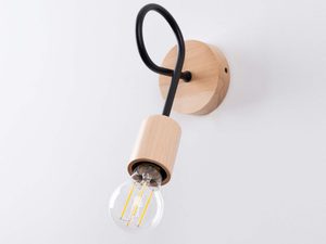 Miniaturka 8 - Ścienna lampa drewniana z dekoracyjną pętlą na białym tle