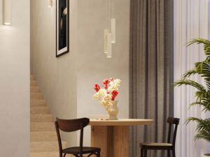 Miniaturka 11 - Lampy tubowe kremowe w stylowej aranżacji wnętrza ze schodami