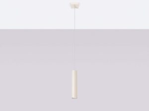 Miniaturka 2 - Wisząca lampa tubowa kremowa z prostym kloszem cylindrycznym