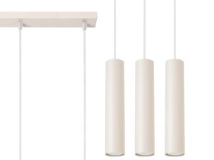 Miniaturka 1 - Lampa wisząca potrójna kremowa na listwie z tubowymi kloszami