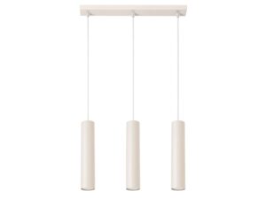 Miniaturka 12 - Potrójna lampa wisząca tubowa kremowa z prostokątną listwą sufitową