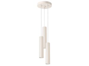 Miniaturka 10 - Potrójna lampa tubowa kremowa na okrągłej rozecie w pełnym widoku