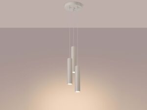 Miniaturka 3 - Kremowa lampa sufitowa potrójna z włączonym ciepłym światłem LED