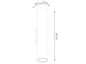 Miniaturka 8 - Rysunek techniczny kinkietu ściennego z wymiarami produktu