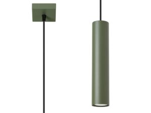 Miniaturka 1 - Lampa wisząca cylindryczna w kolorze oliwkowym z czarnym kablem