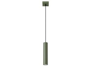 Miniaturka 13 - Oliwkowa lampa wisząca metalowa z kwadratową rozetą sufitową