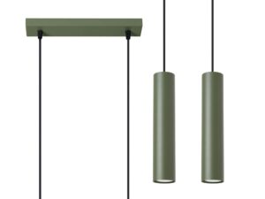 Miniaturka 1 - Lampa wisząca podwójna oliwkowa z cylindrycznymi kloszami metalowymi