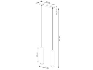 Miniaturka 7 - Rysunek techniczny lampy wiszącej podwójnej z wymiarami