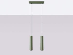 Miniaturka 2 - Oliwkowa lampa wisząca z dwoma kloszami w minimalistycznym stylu