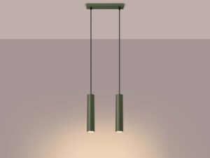 Miniaturka 3 - Lampa podwójna khaki z włączonym ciepłym światłem LED