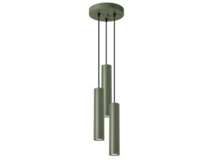 Miniaturka 9 - Oliwkowa lampa sufitowa kaskadowa z trzema cylindrycznymi tubami