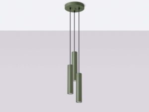 Miniaturka 2 - Lampa wisząca kaskadowa oliwkowa na okrągłej podstawie sufitowej