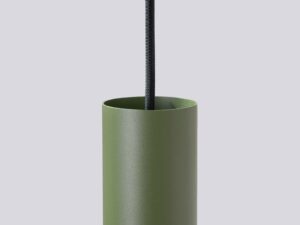 Miniaturka 4 - Detal mocowania klosza oliwkowego z czarnym kablem tekstylnym