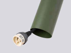 Miniaturka 6 - Oliwkowy klosz cylindryczny z gniazdem GU10 LED do wymiany żarówki