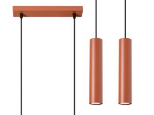 Miniaturka 1 - Detal prostokątnej podstawy sufitowej i dwóch cylindrycznych kloszy lampy wiszącej ceglastej