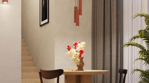 Miniaturka 10 - Lampa wisząca NOVEL 3L ochra czerwona