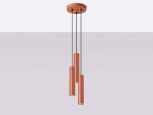 Miniaturka 2 - Ceglasta lampa wisząca trójpunktowa kaskadowa z cylindrycznymi kloszami w aranżacji sufitu