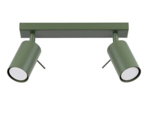 Miniaturka 12 - Plafon sufitowy dwupunktowy oliwkowy z cylindrycznymi reflektorami na białym tle