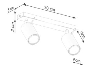 Miniaturka 7 - Schemat wymiarów plafonu sufitowego dwupunktowego oliwkowego 30x5x2cm
