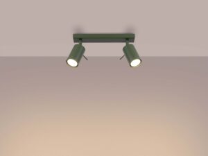 Miniaturka 2 - Plafon dwupunktowy oliwkowy świecący ciepłym światłem